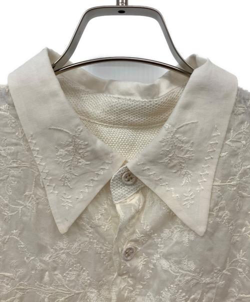 JANE SMITH（ジェーンスミス）JANE SMITH (ジェーンスミス) LINEN MESH EMBROIDERY SHIRT BIBS ベージュ サイズ:Lの古着・服飾アイテム