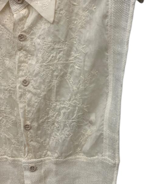 JANE SMITH（ジェーンスミス）JANE SMITH (ジェーンスミス) LINEN MESH EMBROIDERY SHIRT BIBS ベージュ サイズ:Lの古着・服飾アイテム