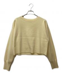 JUSGLITTY（ジャスグリッティー）の古着「ロゴブローチ付クロップドニット 44150510」｜アイボリー