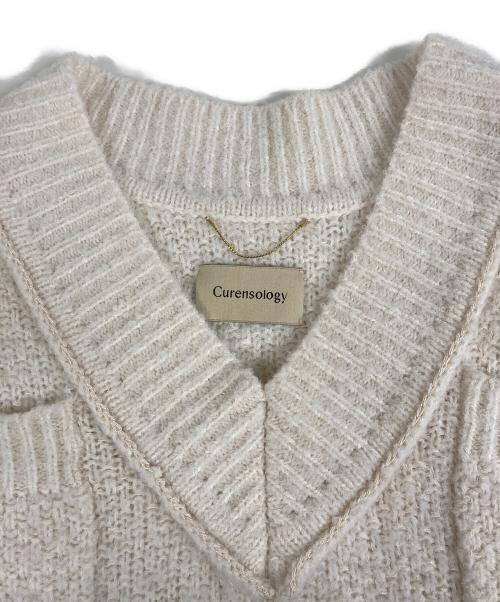 Curensology（カレンソロジー）Curensology (カレンソロジー) レリーフジャガードニットベスト CL106177ER アイボリー サイズ:Fの古着・服飾アイテム