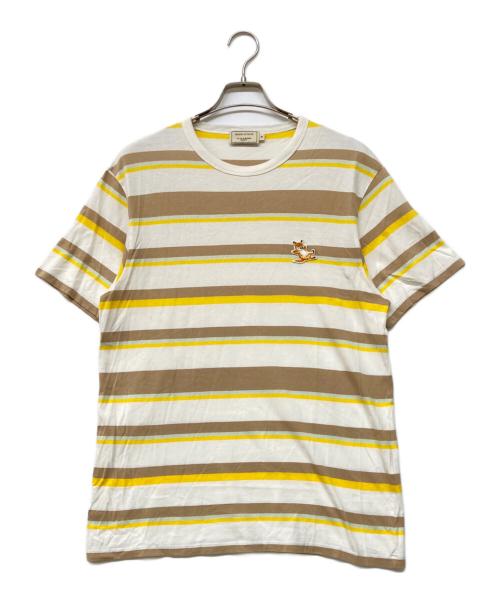 maison kitsune（メゾンキツネ）MAISON KITSUNE (メゾンキツネ) ボーダーチラックスフォックスパッチTシャツ マルチカラー サイズ:Mの古着・服飾アイテム