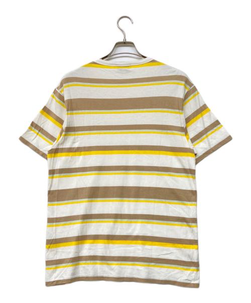 maison kitsune（メゾンキツネ）MAISON KITSUNE (メゾンキツネ) ボーダーチラックスフォックスパッチTシャツ マルチカラー サイズ:Mの古着・服飾アイテム