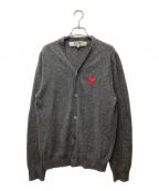 PLAY COMME des GARCONSプレイコムデギャルソン）の古着「ハートワッペンウールカーディガン」｜グレー