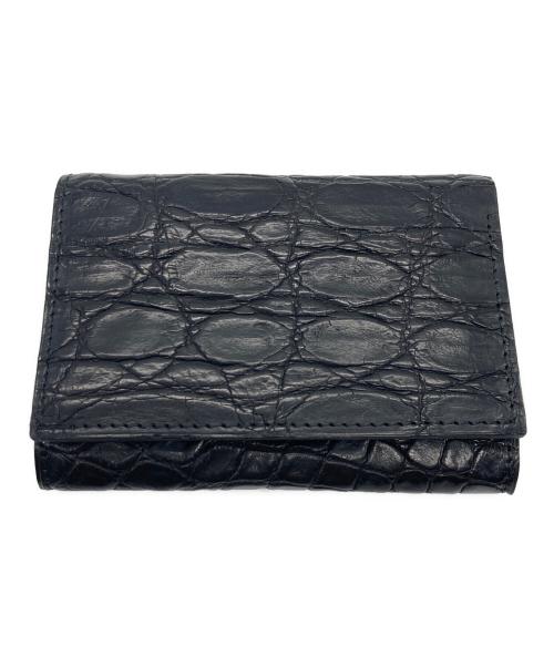 M+（エムピウ）m+ (エムピウ) クロコ3つ折り財布 ブラックの古着・服飾アイテム