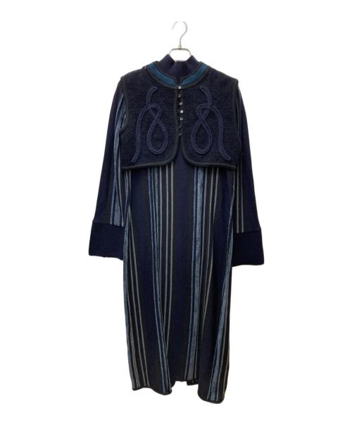 PUBLIC TOKYO（パブリックトウキョウ）PUBLIC TOKYO (パブリックトウキョウ) エンブロイダリーストライプワンピース 161510008 ネイビー サイズ:Freeの古着・服飾アイテム