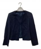 ANAYIアナイ）の古着「ウールジョーゼットクルーネックジャケット 102211-10-100-65-380」｜ネイビー