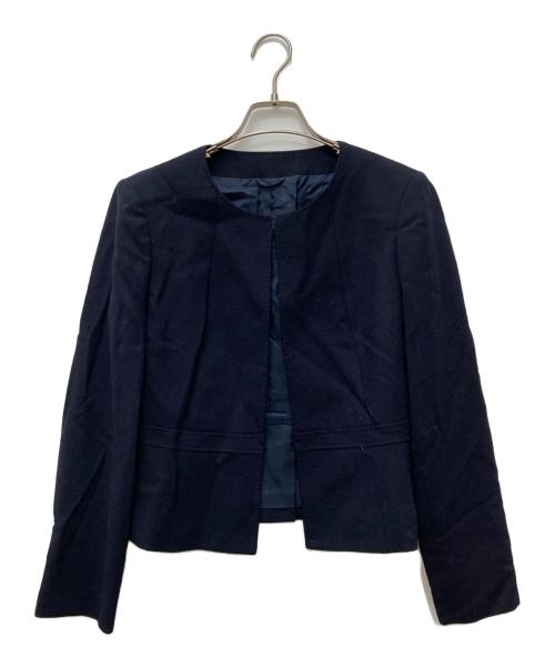 ANAYI（アナイ）ANAYI (アナイ) ウールジョーゼットクルーネックジャケット 102211-10-100-65-380 ネイビー サイズ:38の古着・服飾アイテム