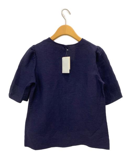 Whim Gazette（ウィムガゼット）Whim Gazette (ウィムガゼット) リネン混ブラウス ネイビー サイズ:Fの古着・服飾アイテム