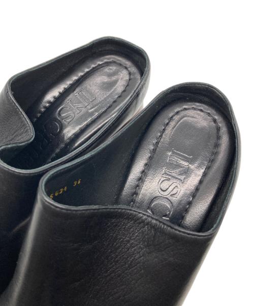 INSCRIRE（アンスクリア）INSCRIRE (アンスクリア) スクエアレザーミュールサンダル ブラック サイズ:36の古着・服飾アイテム