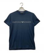 EMPORIO ARMANIエンポリオアルマーニ）の古着「ハーフスリーブロゴプリントTシャツ」｜ネイビー