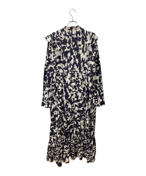 Adam et Rope（アダム エ ロペ）Adam et Rope (アダム エ ロペ) ブラッシュプリントフレアワンピース GAE-02070 グレー×ホワイト サイズ:Fの古着・服飾アイテム