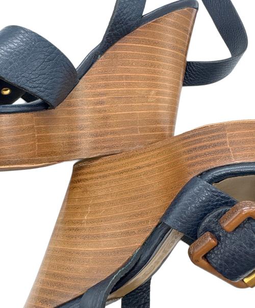 Chloe（クロエ）Chloe (クロエ) ウェッジソールサンダル ネイビー×ベージュ サイズ:35の古着・服飾アイテム