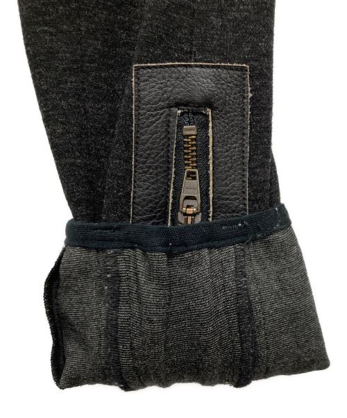 MIHARA YASUHIRO（ミハラヤスヒロ）MIHARA YASUHIRO (ミハラヤスヒロ) レザー切替パンツ ブラック サイズ:36の古着・服飾アイテム