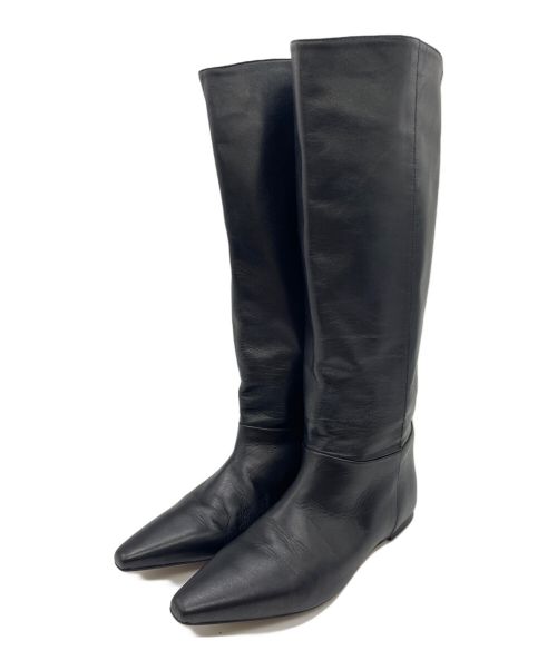 CORSO ROMA 9（コルソローマノーヴェ）CORSO ROMA 9 (コルソローマノーヴェ) ポインテッド ロングブーツ ブラック サイズ:37の古着・服飾アイテム