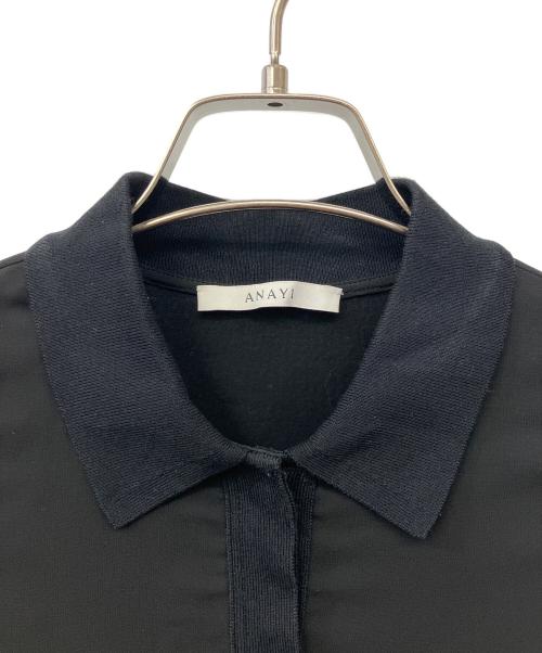 ANAYI（アナイ）ANAYI (アナイ) シフォンコンビスキッパー衿 ワンピース ブラック サイズ:34の古着・服飾アイテム