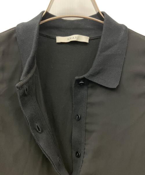 ANAYI（アナイ）ANAYI (アナイ) シフォンコンビスキッパー衿 ワンピース ブラック サイズ:34の古着・服飾アイテム