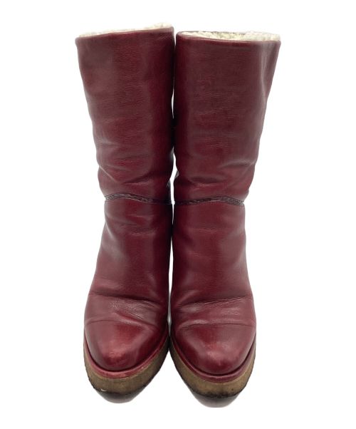 CELINE（セリーヌ）CELINE (セリーヌ) ウェッジソールブーツ ワインレッド サイズ:37の古着・服飾アイテム
