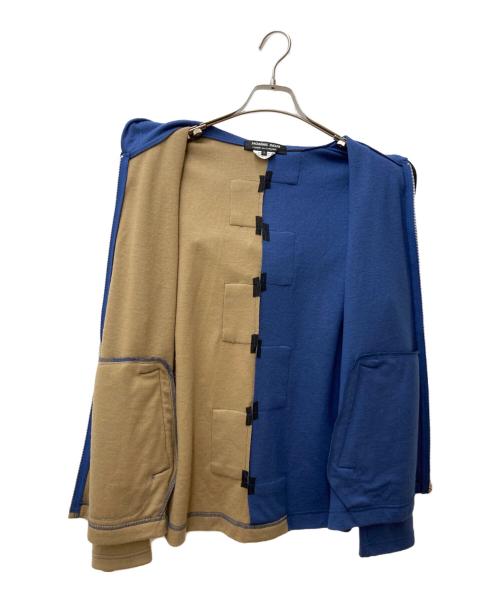 COMME des GARCONS HOMME DEUX（コムデギャルソン オム ドゥ）COMME des GARCONS HOMME DEUX (コムデギャルソン オム ドゥ) ウールドッキングジップパーカー ブルー×ベージュ サイズ:Sの古着・服飾アイテム