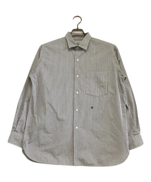 nanamica（ナナミカ）nanamica (ナナミカ) Regular Collar Stripe Wind Shirt ブラック×ホワイト サイズ:XSの古着・服飾アイテム