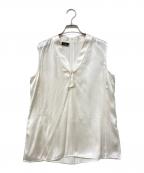 AKRISアクリス）の古着「シルクノースリーブブラウス」｜アイボリー