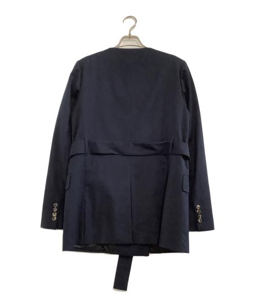 DRIES VAN NOTEN（ドリスヴァンノッテン）DRIES VAN NOTEN (ドリスヴァンノッテン) ノーカラーベルテッドジャケット ネイビー サイズ:34の古着・服飾アイテム