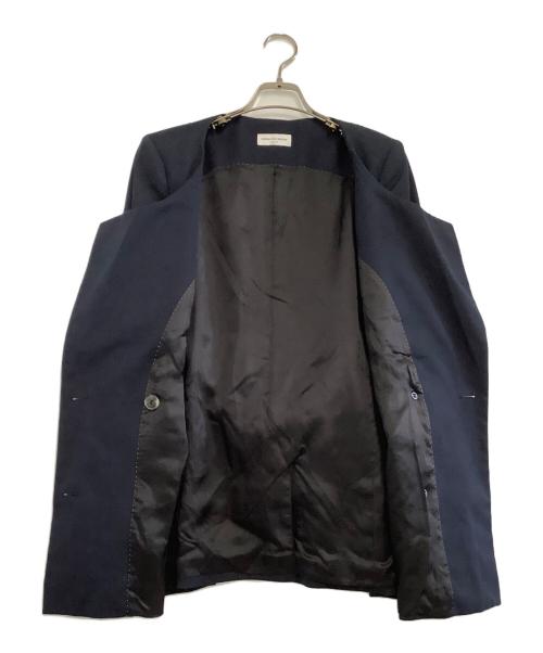 DRIES VAN NOTEN（ドリスヴァンノッテン）DRIES VAN NOTEN (ドリスヴァンノッテン) ノーカラーベルテッドジャケット ネイビー サイズ:34の古着・服飾アイテム