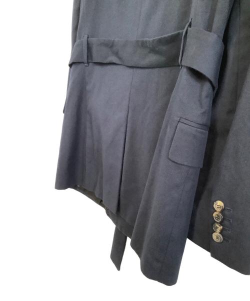 DRIES VAN NOTEN（ドリスヴァンノッテン）DRIES VAN NOTEN (ドリスヴァンノッテン) ノーカラーベルテッドジャケット ネイビー サイズ:34の古着・服飾アイテム