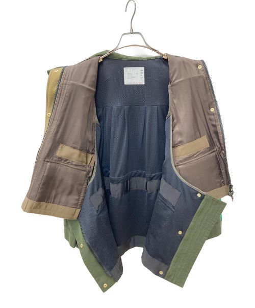 sacai（サカイ）sacai (サカイ) Wool Melton×Grosgrain Blouson　21-05794 オリーブ×ブラウン サイズ:1の古着・服飾アイテム
