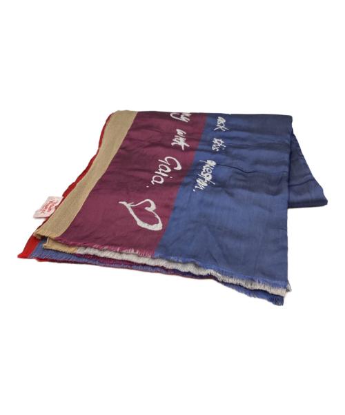 Vivienne Westwood（ヴィヴィアンウエストウッド）Vivienne Westwood (ヴィヴィアンウエストウッド) ストール レッド×ブルーの古着・服飾アイテム