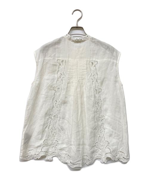 IENA（イエナ）IENA (イエナ) エンブロイダリーノースリーブブラウス ホワイト サイズ:-の古着・服飾アイテム