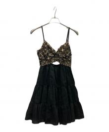 Sandro（サンドロ）の古着「アイレットレースミニドレス」｜ブラック