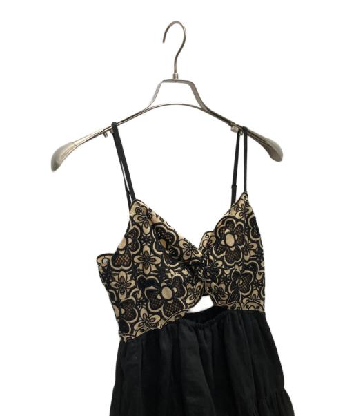 Sandro（サンドロ）Sandro (サンドロ) アイレットレースミニドレス ブラック サイズ:SIZE34の古着・服飾アイテム