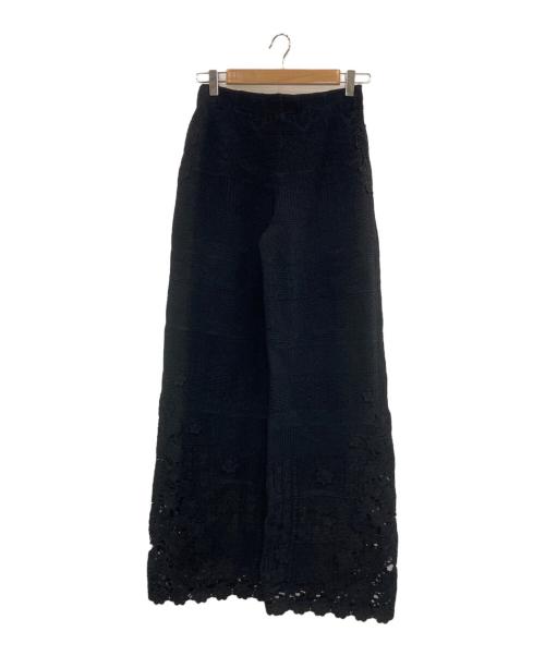 maje（マージュ）maje (マージュ) フローラルニットパンツ ブラック サイズ:34の古着・服飾アイテム