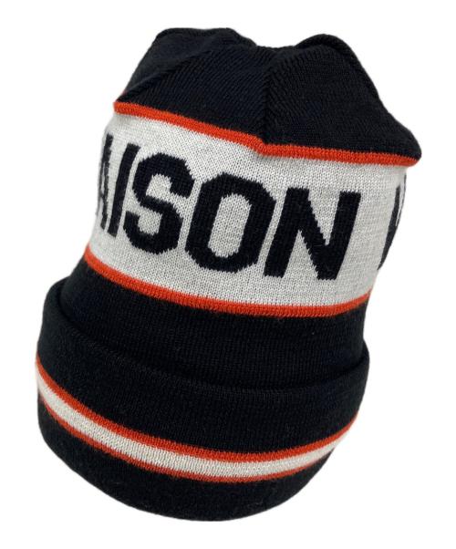 maison kitsune（メゾンキツネ）MAISON KITSUNE (メゾンキツネ) ロゴウールニットキャップ　KUU-1450-B ブラックの古着・服飾アイテム