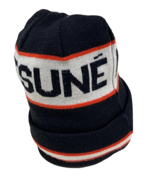 maison kitsune（メゾンキツネ）MAISON KITSUNE (メゾンキツネ) ロゴウールニットキャップ　KUU-1450-B ブラックの古着・服飾アイテム