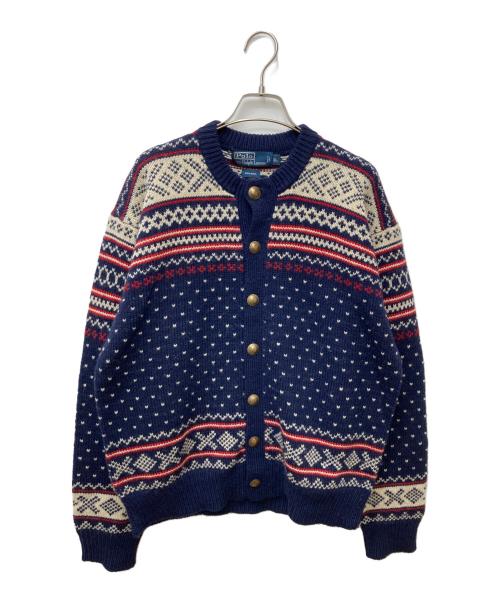 POLO RALPH LAUREN（ポロ・ラルフローレン）POLO RALPH LAUREN (ポロ・ラルフローレン) ノルディック柄丸首カーディガン KR-RL-HW3740 ネイビー サイズ:3Lの古着・服飾アイテム