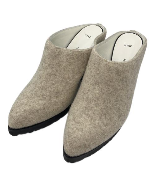 HYKE（ハイク）HYKE (ハイク) TOSHINOSUKE TAKEGAHARA (トシノスケ タケガハラ) ミュール　MULES-wool felt ベージュ サイズ:23の古着・服飾アイテム