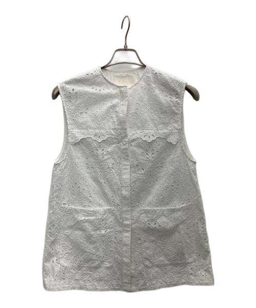 BALLSEY（ボールジィ）BALLSEY (ボールジィ) ダマスクスレースエンブロイダリー クルーネックジレ ホワイト サイズ:SIZE36の古着・服飾アイテム