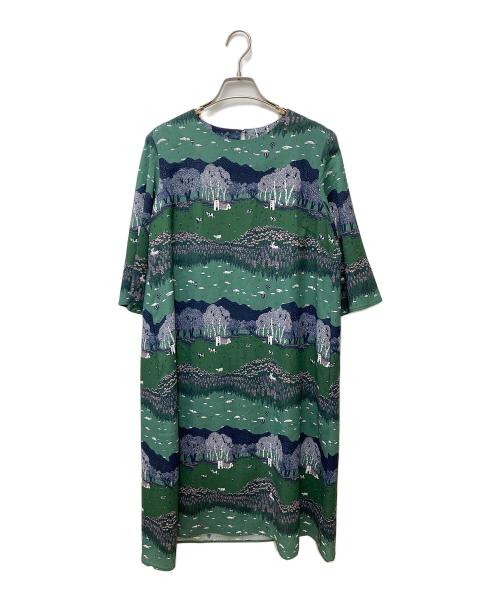 Marble SUD（マーブルシュッド）Marble SUD (マーブルシュッド) mannine (マンナイン) BIEIプリントワンピース グリーン サイズ:Freeの古着・服飾アイテム