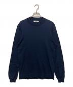 GRAN SASSOグランサッソ）の古着「12ゲージソフトコットンソリッドモックネックニット」｜ネイビー