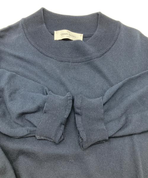 GRAN SASSO（グランサッソ）GRAN SASSO (グランサッソ) 12ゲージソフトコットンソリッドモックネックニット ネイビー サイズ:46の古着・服飾アイテム