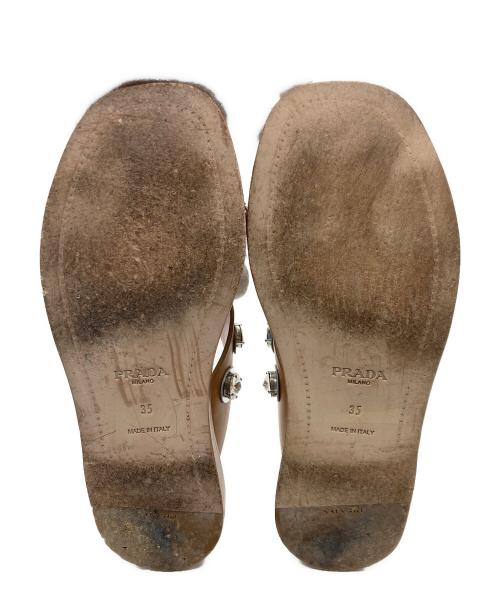 PRADA（プラダ）PRADA (プラダ) ビジュークロスサンダル キャメル サイズ:35の古着・服飾アイテム