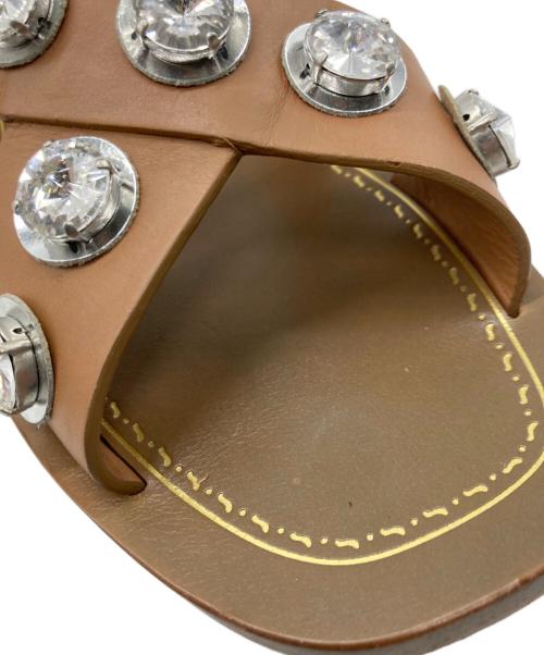 PRADA（プラダ）PRADA (プラダ) ビジュークロスサンダル キャメル サイズ:35の古着・服飾アイテム