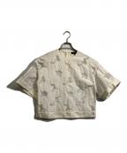 DRAWERドゥロワー）の古着「ジャカード ビッグ ブラウス」｜ホワイト