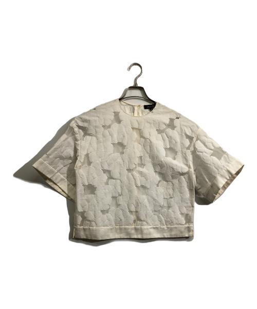 DRAWER（ドゥロワー）DRAWER (ドゥロワー) ジャカード ビッグ ブラウス ホワイト サイズ:38の古着・服飾アイテム