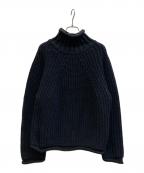 BATONERバトナ―）の古着「ウールチャンキーシグネチャーハイネックニット」｜ネイビー