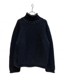 BATONER（バトナ―）の古着「ウールチャンキーシグネチャーハイネックニット」｜ネイビー