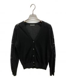 theory luxe（セオリーリュクス）の古着「レース切替カーディガン」｜ブラック