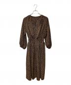 ANAYIアナイ）の古着「デシンリーフプリント シャーリング ワンピース」｜ネイビー