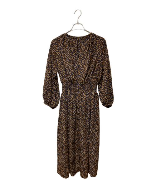 ANAYI（アナイ）ANAYI (アナイ) デシンリーフプリント シャーリング ワンピース ネイビー サイズ:38の古着・服飾アイテム